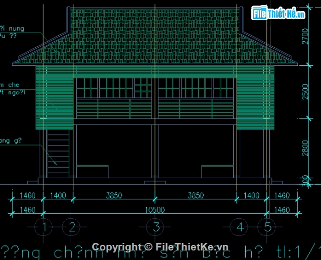 nhà sàn,kiến trúc nhà ở,file cad kiến trúc,nhà sàn bác Hồ